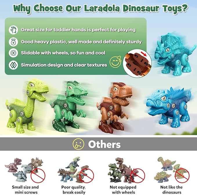 Kids Toys Stem Dinosaur Toy - Take Apart Dinosaur Toys for Kids 3-5 5-7 | Construction Building Boy Toys with Electric Drill | Party Christmas Birthday Gifts Kids Boys Girls 3 4 5 6 7 8 Year Old