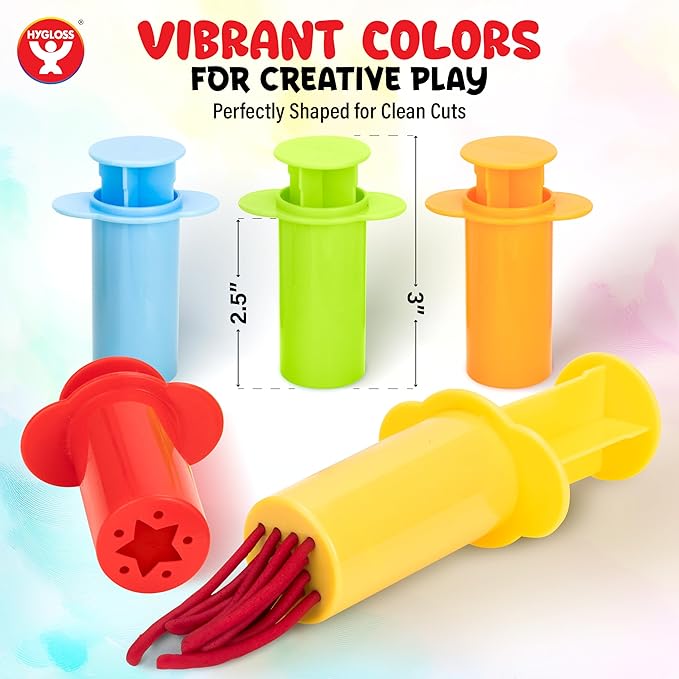 5-Piece Dough Extruder Set for Kids – Colorful Fun Shape Makers – Dough Tools & Accessories – Creative Craft Clay Tools and Toys – Arts & Crafts for Kids Ages 3-5 – Preschool Classroom Activities