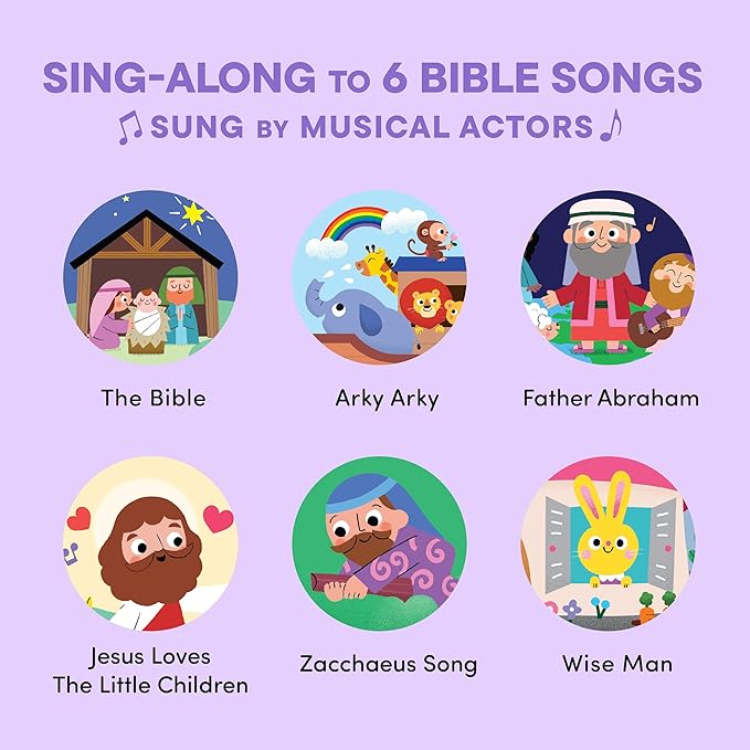 Bible Stories Christian Sound Books for Kids - 6 Bible Songs - Christening, Baptism Gifts for Boys and Girls - Religious Toys, Interactive Music Books for Toddlers - Baby Dedication