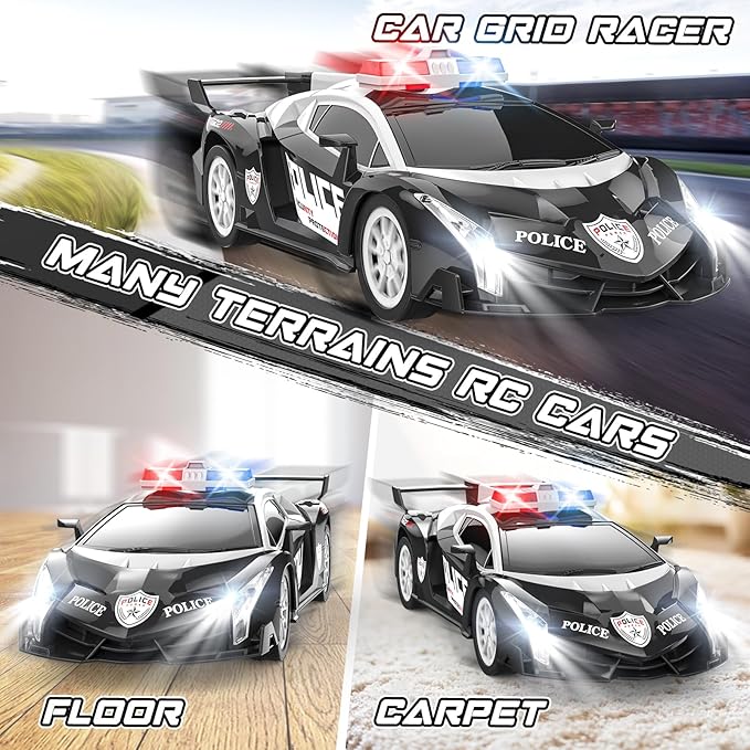 Growsland Remote Control Car Rc Cars for Boys 4-7 8-12, Kids Car Toys for Boys with Cool Flashing Light, Vehicle Hobby Race Cars Toys for Boy Girls Ages 4-6 5-7 6-8 8-12 Birthday Gift