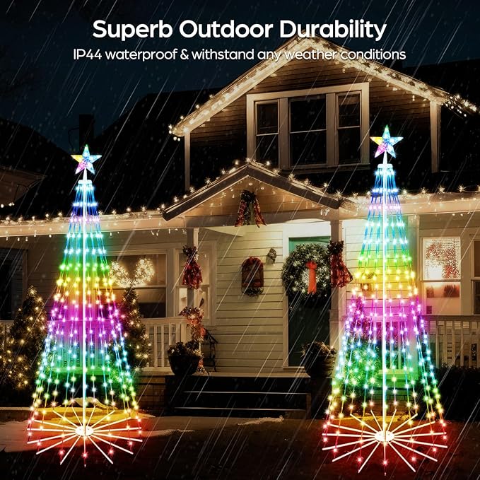 7 FT Outdoor Christmas Tree,Smart APP Remote Control RGB Color Changing DIY Timer LED Christmas Tree for Indoor Outdoor Decorations (7FT)