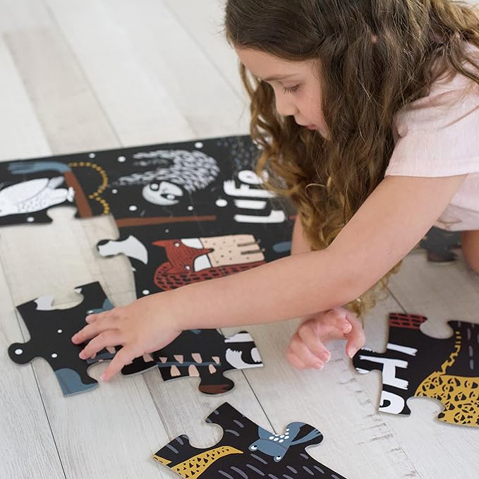 Wee Gallery Night Life Floor Puzzle, 24 Large Pieces, Durable Jumbo Jigsaw Floor Puzzles for Beginner, Toddlers, Preschool Kids, Learning Toy, Cognitive & Motor Development Activities, Brain Games