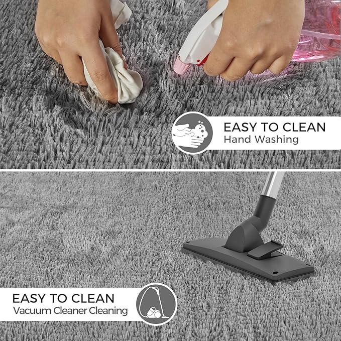 Ultra Soft Rug for Living Room, 8X10 Grey Fluffy Shag Area Rug for Bedroom, Modern Shaggy Carpets Fuzzy Rug for Teens Dorm Nursery Home Decor Aesthetic, Upgrade Anti-Skid Durable