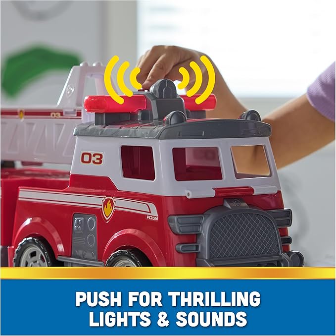 PAW Patrol Ultimate Rescue Fire Truck with 2 Ft. Ladder, Lights, Sounds, a Mini Toy Car, Chase, Marshall & Skye Figures, Toys for Boys & Girls Ages 3+