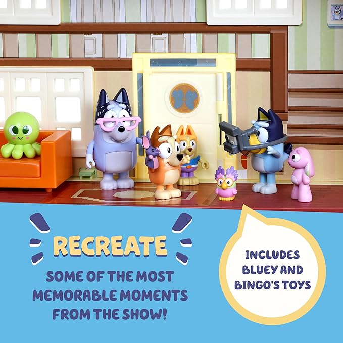 Bluey House Playset for Kids, XL Ultimate Interactive Lights and Sounds Playhouse Toys, Includes Dance Floor, Bluey Toys Set Ages 3+, Amazon Exclusive