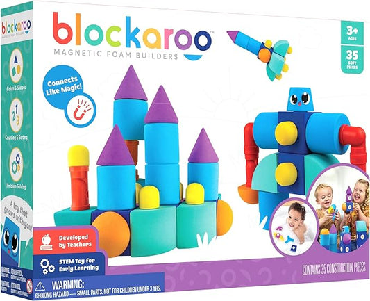 Magnetic Foam Blocks – STEM Preschool Toys for Children, Toddlers, Boys and Girls, The Ultimate Bath Toy – Castle Set, Bath Building Blocks, Engineering Toys for Kids 3-7