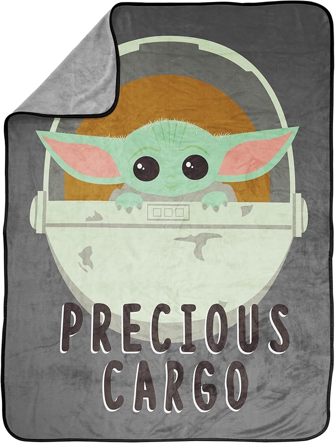 Jay Franco The Mandalorian Kids' Plush 46" x 60" Fleece Throw Blanket - Baby Yoda, Cozy, Fade Resistant for Toddlers to Teens