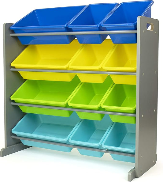 Humble Crew Toy Storage Organizer, Grey/Blue/Green/Yellow 34x11x31,12x9x6,16xx12x6 inches
