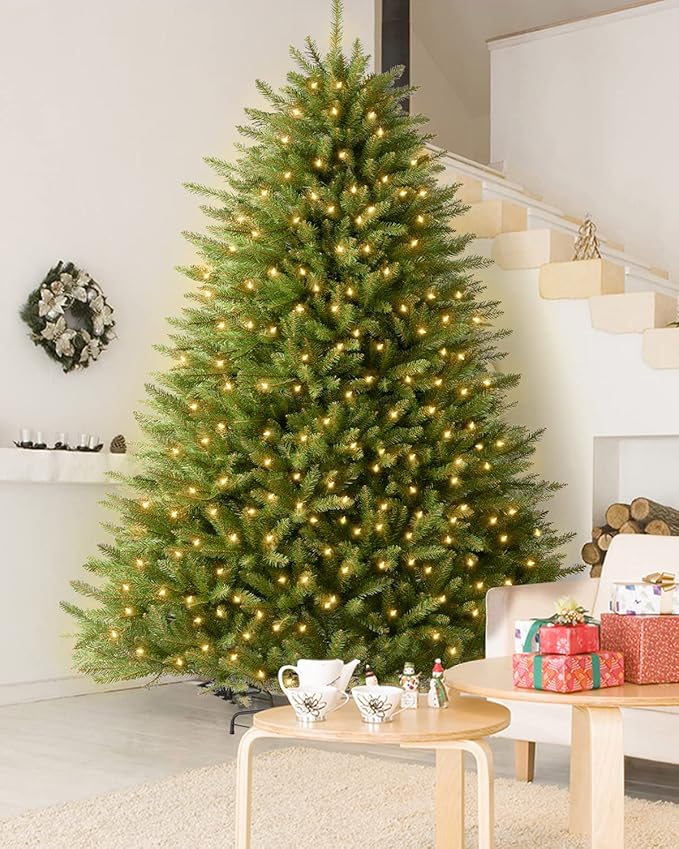 Unlit Christmas Tree 10ft Premium Artificial Spruce Christmas Tree, Hinged/Feel Real/Realistic/Full Xmas Fir Tree No Lights