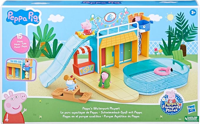 Peppa Pig Toys Peppa's Waterpark Playset, Playset with 2 Figures, Preschool Toys for 3 Year Old Girls and Boys and Up