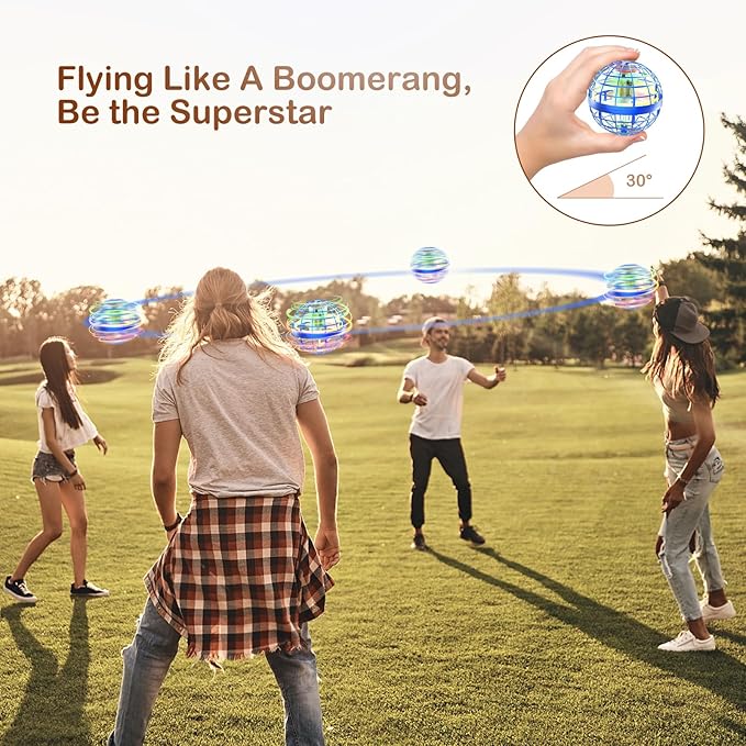 Flying Orb Ball 2024 Galaxy Cosmic Globe UFO Boomerang Hover Ball Galatic Fidget Spinner Mini Drone Cool Toys Birthday Gift Ideas for 6 7 8 9 10+ Year Old Boys Girls Teens Indoor Outdoor(Blue)
