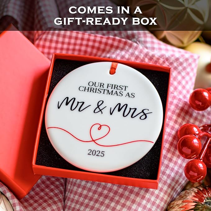 Our First Christmas as Mr and Mrs 2025 Ornament 3 Inch, Mr and Mrs Ornament, Mr and Mrs Christmas Ornament, 1st Christmas Tree Decor 2025 Wedding, 2025 Married Tree Decor, Wedding Xmas Gift