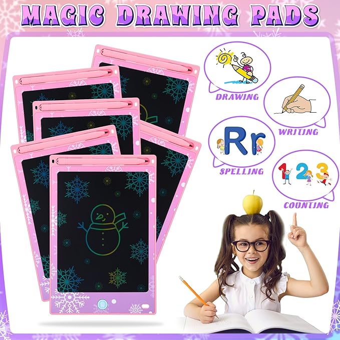 Nezyo 12 Pack Large Snowflake Party Favors LCD Writing Tablet for Kids 8.5 Inch Frozen Party Favors Snowflake Drawing Tablet Erasable Reusable Electronic Drawing Pads for Birthday Supplies Gifts
