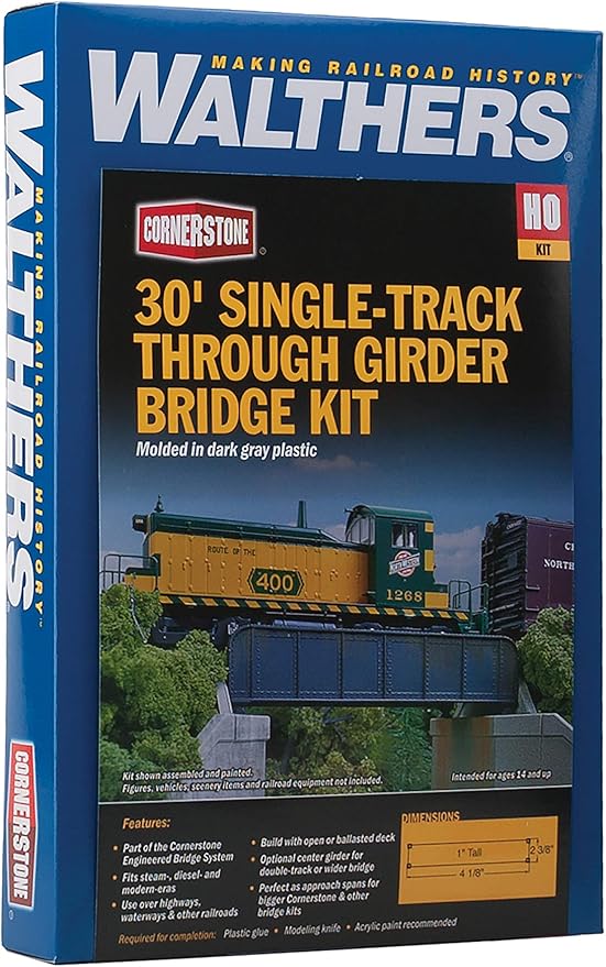 Walthers Trainline 30' Single-Track Railroad Through Girder Bridge - Kit Train Collectable Train
