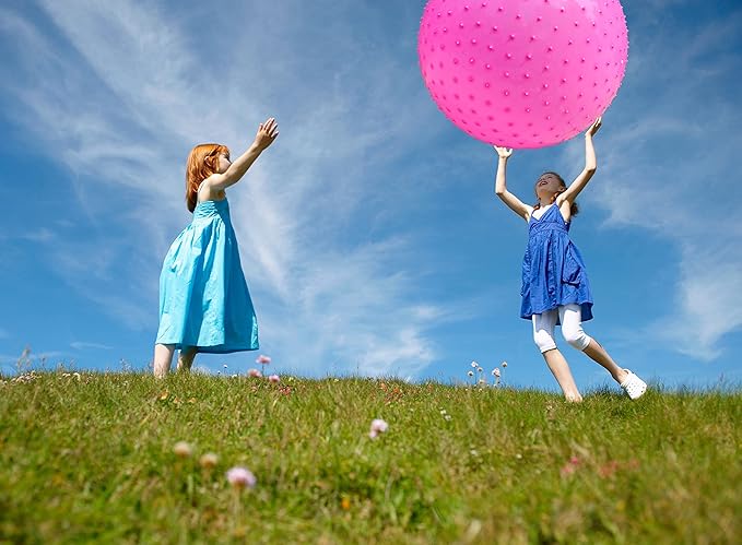 Large Sensory Massage Ball for Kids, 33.5" 85cm 3.1lbs Pink Bouncy Exercise Ball for Toddlers, Big Inflatable Balls with Tactile Spikes, Outdoor Giant Yoga Balls, Large Beach Ball (pink1)