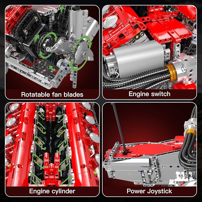 Mould King V12 Engine Building Sets, V8 Model Engine Kit for Adults, Mini Engine Scale Model with Motor, 10169 STEM DIY Building Kits That Works, Blocks Toys for Aged 14+ (3472 Pieces)