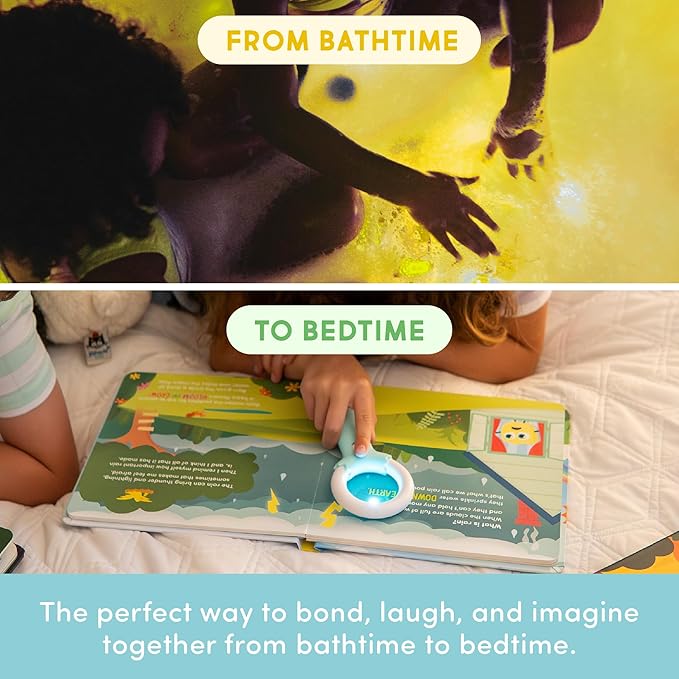 Glo Pals Alex Bath & Bedtime Bundle - Light Up Bath Toy with 1 Interactive Book, 2 Light Cubes & 1 Magic Magnifier - Toddler Bath Toys Set with Storybook Character - Educational Kids Bath Time Fun