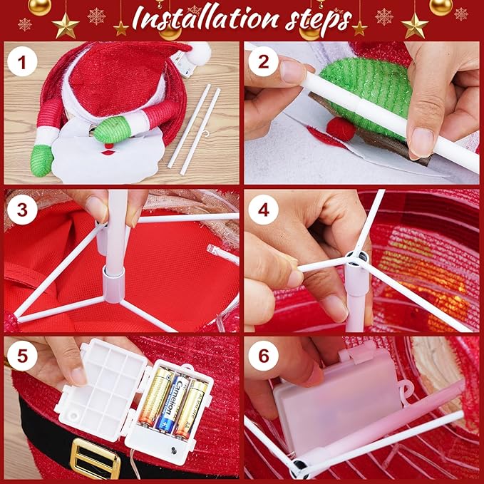 Christmas Standing Lighted Santa Claus Decoration, Battery Operated Light-Up Christmas Decorations for porches, lawns, Yards, Indoor and Outdoor (2.75ft)