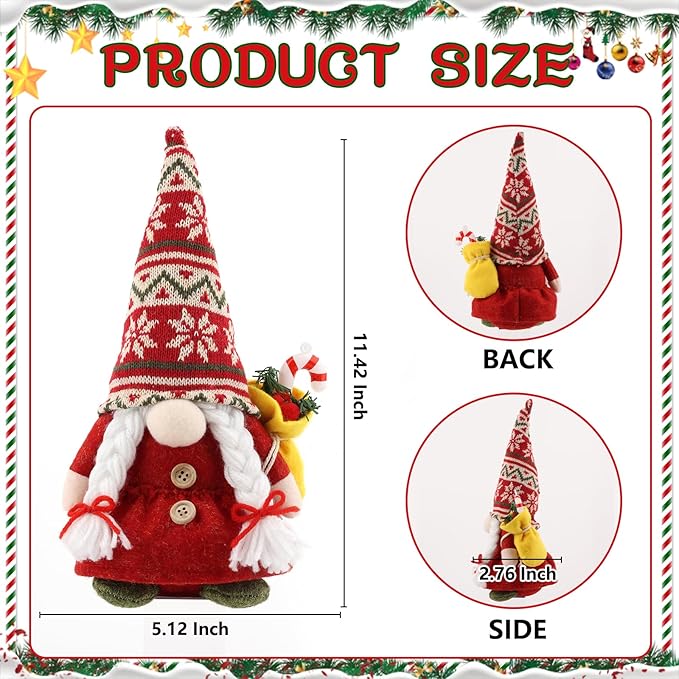 2 Pcs Christmas Gnome Plush Decorations, Xmas Farmhouse Tiered Tray Tree Christmas Decor Gnome Figurines for Xmas Gift Home Decor