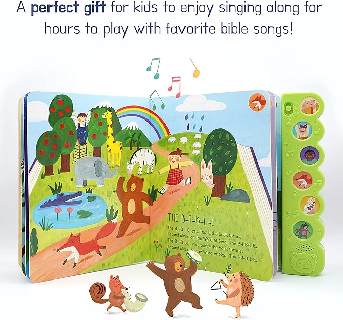 Sing Along with Jesus Christian Sound Books for Kids - 6 Bible Songs - Christening, Baptism Gifts for Boys and Girls - Religious Toys, Interactive Music Books for Toddlers - Baby Dedication