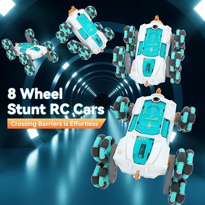 8WD Hand Controlled RC Stunt Car, Gesture Sensing Remote Control Crawler Car for Boys Age 8-13, 2.4Ghz Climbing Toys for Kid 10 11 12 Year Old, Christmas Birthday Gifts for Boys Girls (White)