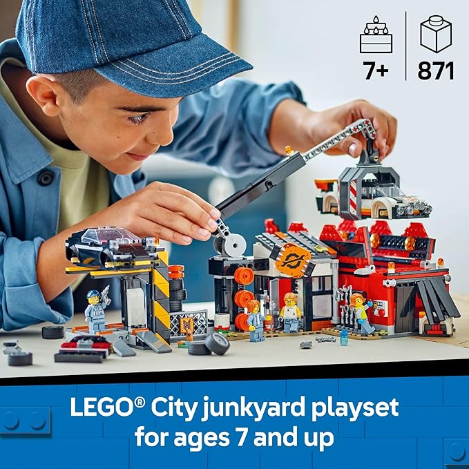 LEGO City Scrapyard with Cars - Building Toy Figures and Playset for Kids, Boys and Girls, Ages 7+ - Learning and Educational Toy for Pretend Play - Gift Idea for Birthdays - 60472