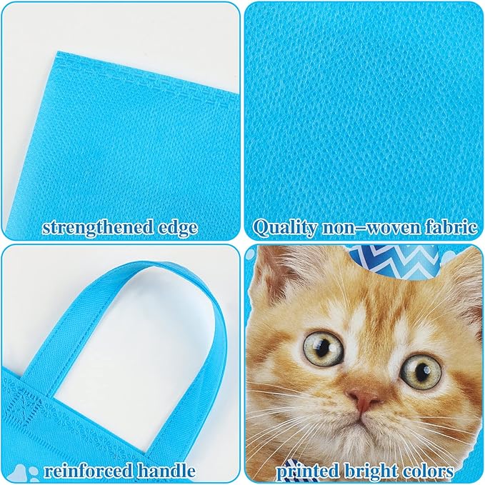 24 Pcs Cat Party Favor Bag Cute Cat Goodie Bags Pet Party Favor Shopper Pet Themed Treat Supplies Non Woven for Baby Shower Birthday Decoration Supplies