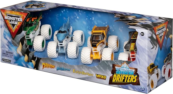 Monster Jam - Pack of 4 1:64 Die Cast Vehicles - 4 Authentic Monster Trucks Official Show Vehicles to Collect Scale 1:64 - Children's Toy 3 Years and Above