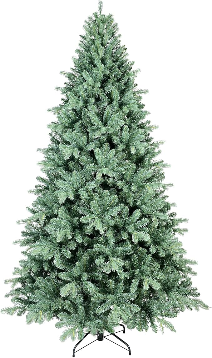 9 Ft Blue Spruce Artificial Christmas Tree, Hinged Unlit Xmas Trees with 3268 PE&PVC Mixed Branch Tips, Home Holiday School Decor with Foldable Base Easy Setup