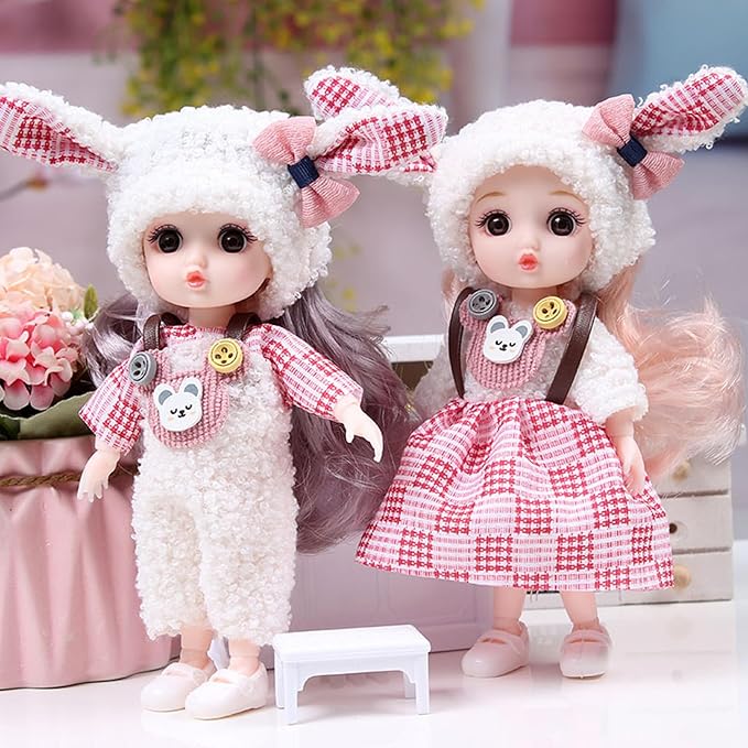 6 Pcs 6 Inch Princess Girl Mini Cute Dolls, Sister Small Princess, Miniature Little Girl for 3+ Year Old Girls
