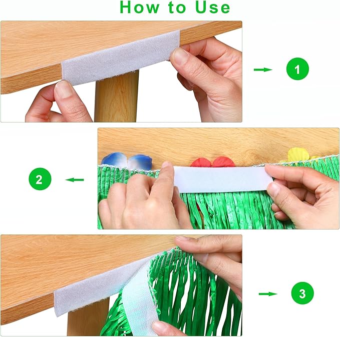 Fovths 6 Pack Luau Grass Table Skirt Natural 9 Feet x 29.5 Inch Hawaiian Table Skirt for Tropical Hawaiian Party Decorations Luau Party Costume Party, Green