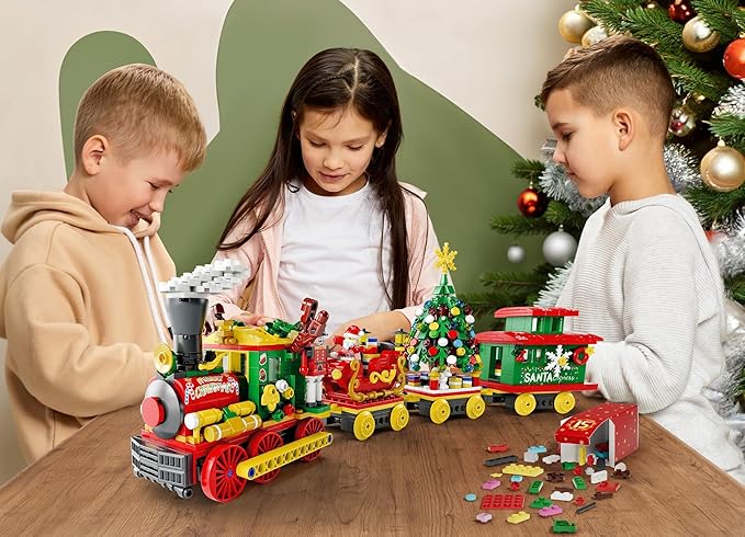 Advent Calendar 2025 Christmas Gifts for Kids Adults Teens, Christmas Train Building Blocks Holiday Gifts New Year Gift Box with Tree Santa Nutcracker Toys Set for Boys Girls Women Men Age 6+
