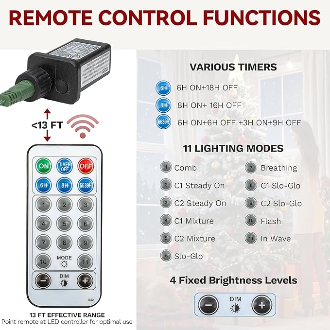 DWVO 7.5ft Pre-Lit Christmas Tree, Bell-Shaped Artificial Pine Christmas treewith 11 Light Modes, Stand Included, Fit for Holiday Decorations, Festive Atmosphere Enhancer, Green