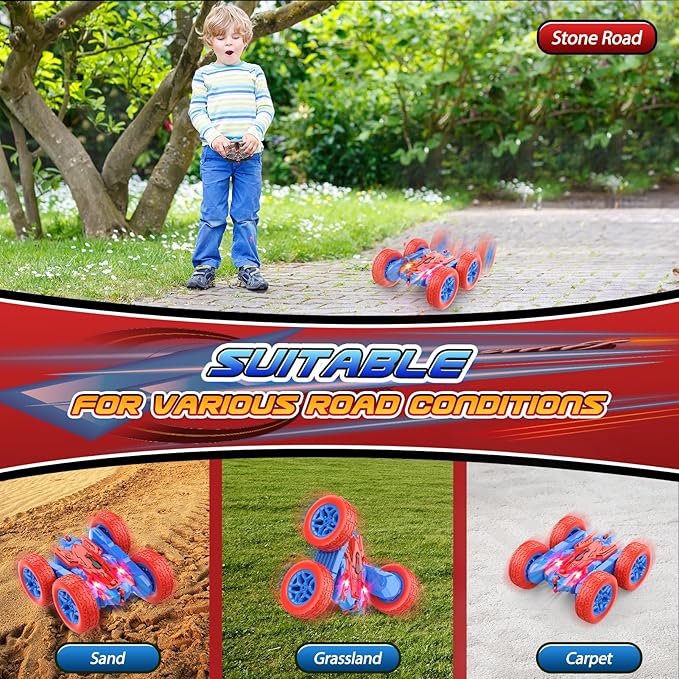 RC Cars Toys for Boys Ages 3-8 Kids Remote Control Stunt Car Toy Christmas Birthday Gifts for 4 5 6 7 8 9 10 Year Old Boy Girl Gift 360° Flip 4WD Car for Boys Age 4-6 5-7 Stocking Stuffers