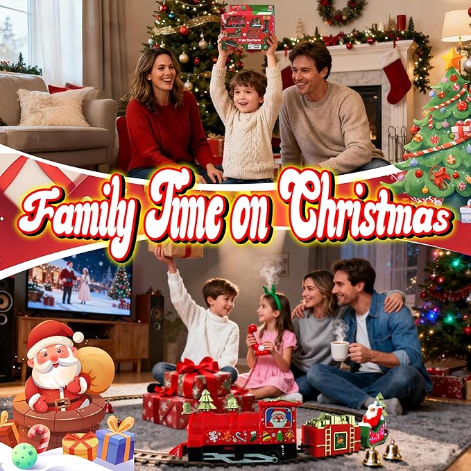 Mini Classic Christmas Train Set for Kids Ages 3-7, Battery-Powered Xmas Train for Under Christmas Tree, for Boys and Girls