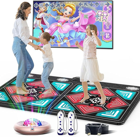 Dance Mat for Kids and Adults, Anti-Slip Wireless Electronic Dance Pad for TV, Wrinkle-Free, Soft & Cozy Playmat for Exercise & Games, Smart Camera & 2 Controllers, Gift idea（Classic Snowflake）