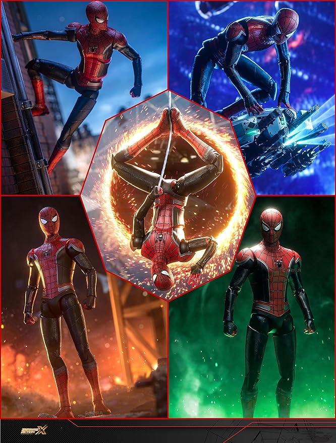 No Way HomeSpiderman Action Figures- 7 Inch All Joints Movable Exquisite Collection Model Gift (Red & Black)