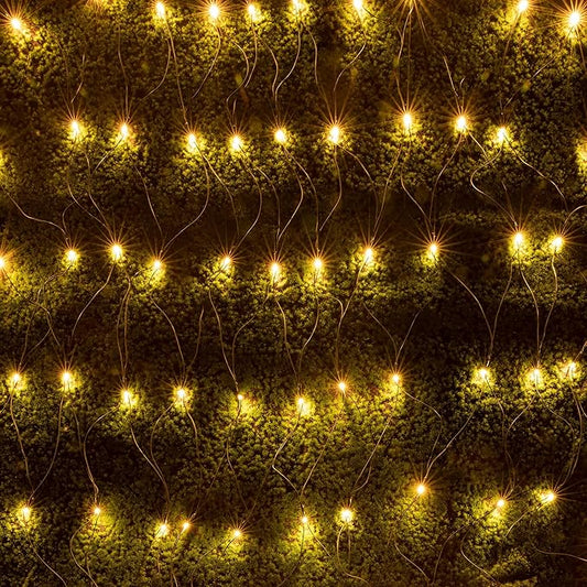 AWQ 360 LED 13.1ft x 6.6ft String Lights Net Mesh Lights Christmas Net Lights 8 Modes for Christmas Wedding Party Home Garden Lawn Bushes Bedroom Indoor Outdoor Decor (13.1ft x 6.6ft, Warm White)