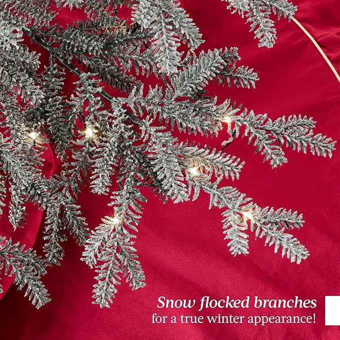 Best Choice Products Pre-Lit Sparse Christmas Tree 9ft Artificial Flocked Pine Holiday Décor Aspen Noble Fir White & Multicolor LED Lights- Black