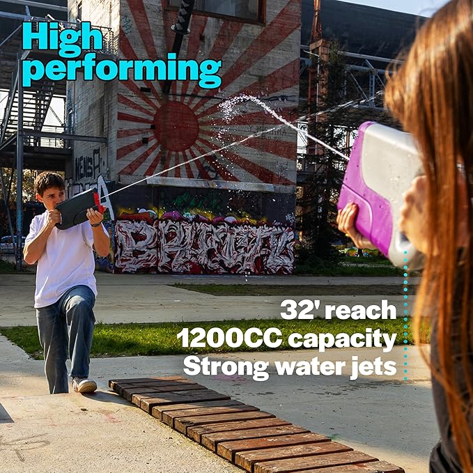 Incog Water Gun: Stealth Water Soaker with Long Range 32' Water Jet and Big 1200 CC Tank - Powerful, Stylish Water Guns in 4 Colors