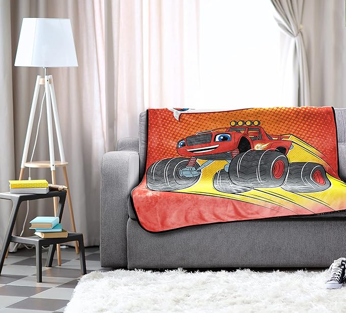 Jay Franco Blaze and The Monster Machines Kid's Throw Blanket, Plush 46" x 60" Throw Blanket for Boys & Girls, Soft Fleece Throw Blanket for Toddlers, Cozy, Fade Resistant Warm Blanket for Kids, Red