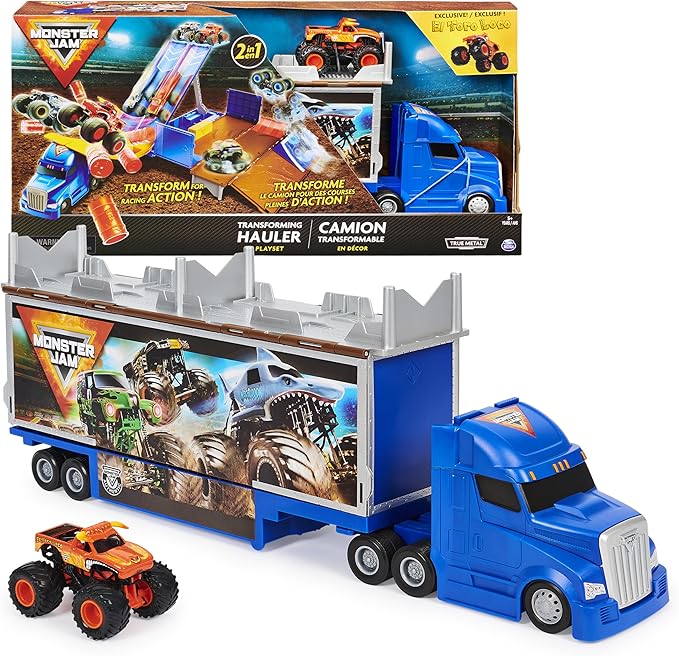 Monster Jam, Transforming Hauler Playset and Storage with Exclusive El Toro Loco Monster Truck, 1:64 Scale, Kids Toys for Boys and Girls Ages 4 and Up