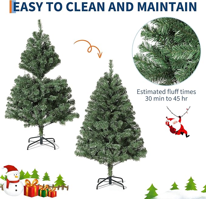 6ft Artificial Christmas Tree, Premium Spruce Hinge Material, Holiday Christmas Tree with Metal Hinges and Collapsible Base for Home Gatherings and Office Decorations