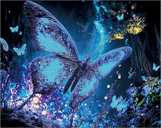 Wooden Puzzles, Fluorescent Butterfly Jigsaw Puzzles 500 Pieces, Unique Shaped Wooden Puzzle for Adults and Kids 9.5 x 12.1 Inch