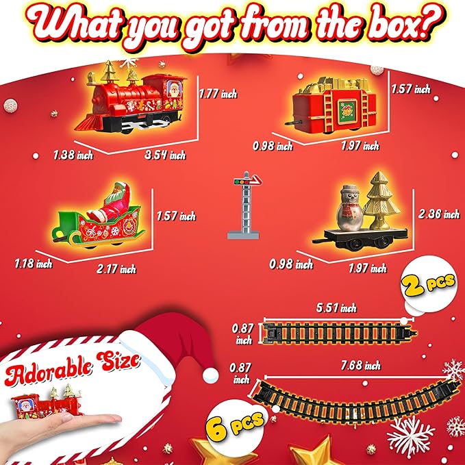 Mini Classic Christmas Train Set for Kids Ages 3-7, Battery-Powered Xmas Train for Under Christmas Tree, for Boys and Girls