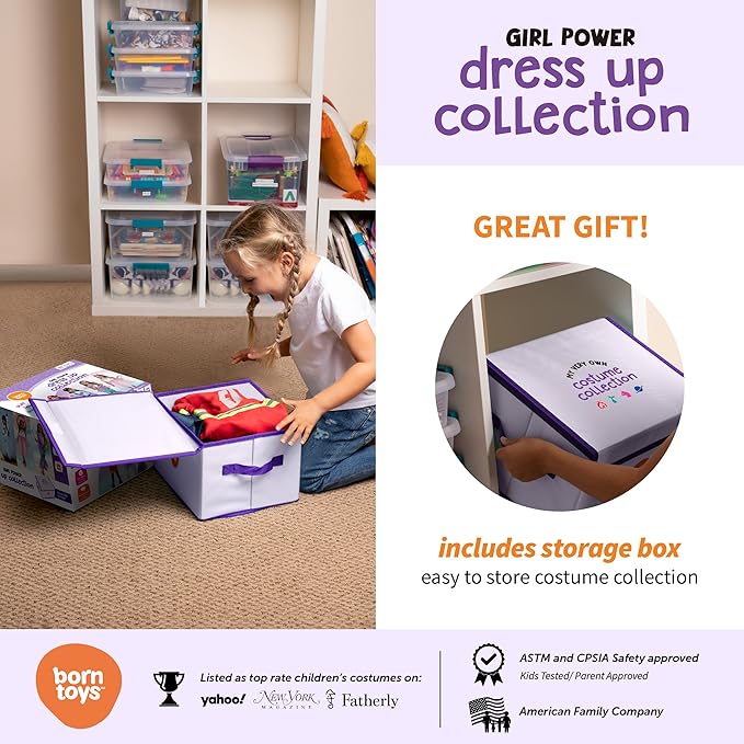 Born Toys Dress Up Clothes for Little Girls 4-6, Washable Toddler Costumes for Kids Pretend Play 3T-4T