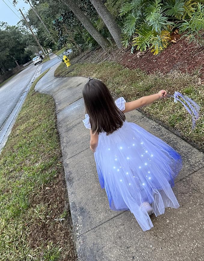 Girls Light Up Pricness Costume Kids Led Halloween Party Dress