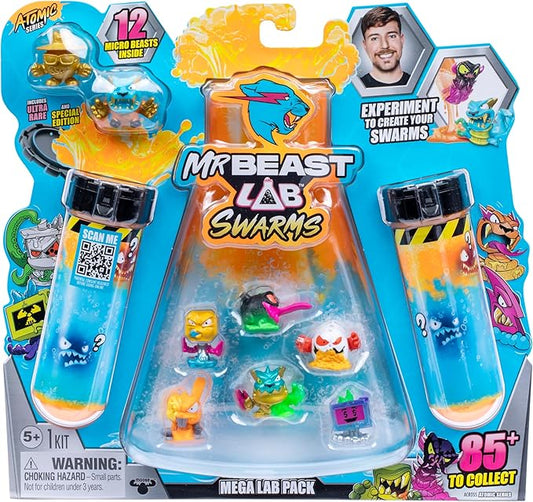 MrBeast Lab Swarms Series 2, Atomic Series 12 Pack – Panther Claws, Add Water, Shake The Test Tube and Reveal 2 of 12, 1-inch (2.5 cm) MrBeast Swarms Collectible Micro Beasts. 85+ to Collect!