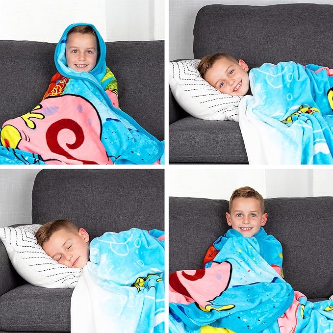 Franco Kids Bedding Super Soft Plush Micro Raschel Blanket, 62 in x 90 in, Spongebob Squarepants, Multicolour, Prints May Vary