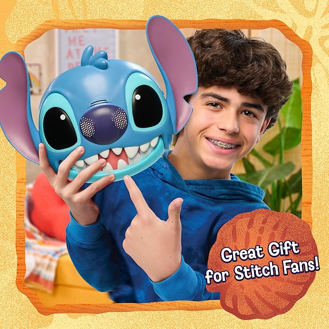 Disney Stitch Talking Mask with 25+ Sounds & Phrases, Adjustable Straps, Costume for Kids, Dress Up and Pretend Play, Toy for Fans, Boys, Girls, Kids Ages 3 and Up by Just Play